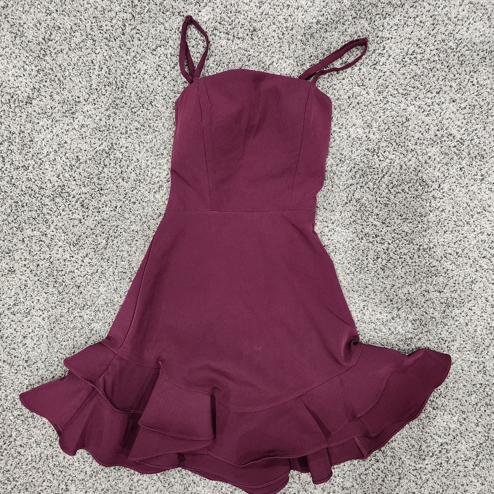 Dear Moon Corset Bodice Bow Back Ruffle Hem Dress